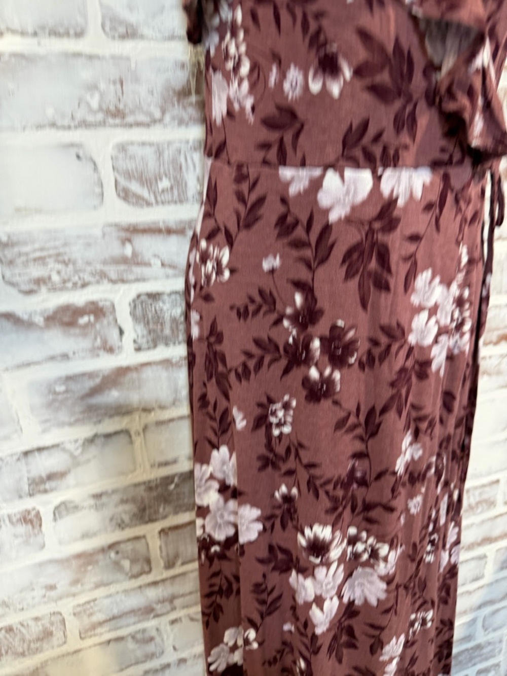 American Eagle Outfitters Mauve Floral High-Low Wrap Dress XS - Picture 6 of 8